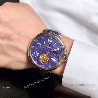 Ballon Bleu Cartier Tourbillon Moonphase Watch SS Blue Face